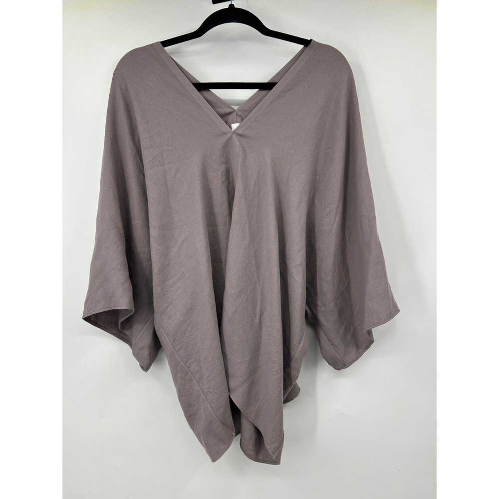 Love Quotes Womens Mauve Taupe V-Neck Dolman Sleeve Oversized Poncho Top
